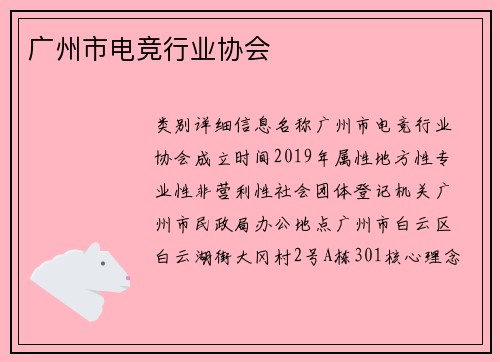 广州市电竞行业协会